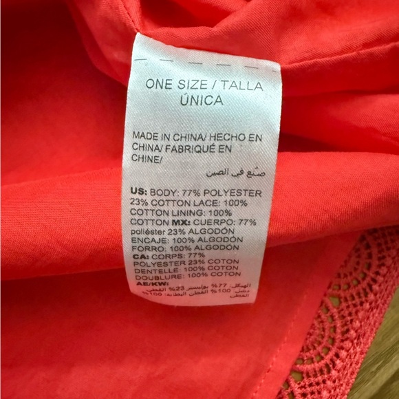 Chico’s Coral Bell Sleeve Blouse Lace Trim Sz 3 16/18 - Picture 5 of 5